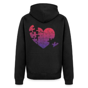 Herz - Unisex Premium Bio Zip Hoodie - Schwarz - Hinten - Nico (187cm)