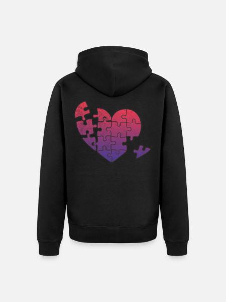heart - Unisex Premium Organic Zip Hoodie - black
