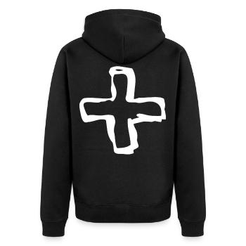 Plus Mathe Bindestrich - Unisex Premium Bio Zip Hoodie - Schwarz - Hinten - Nico (187cm)