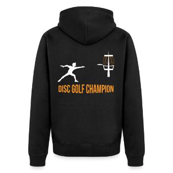 Disc golf - Unisex Premium Organic Zip Hoodie - black - Back - Nico (187cm)