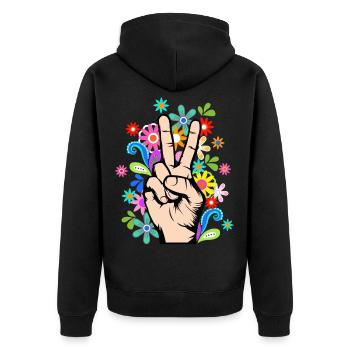 Paix Chers signes de paix Peace - Veste à capuche bio Premium Unisexe - noir - Dos - Nico (187cm)