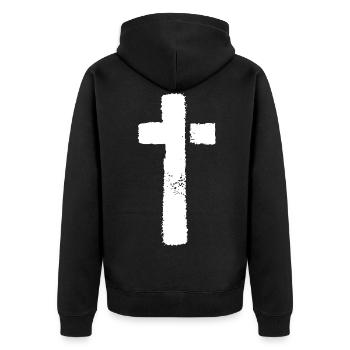 Croix, Jésus, religion, chrétiens - Veste à capuche bio Premium Unisexe - noir - Dos - Nico (187cm)