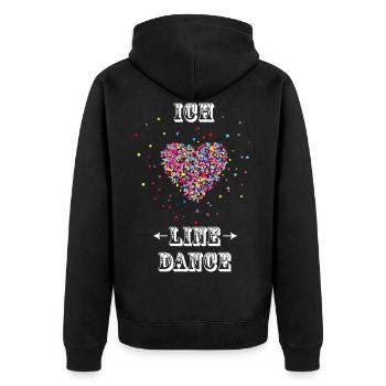 Ich liebe LINEDANCE - Unisex Premium Bio Zip Hoodie - Schwarz - Hinten - Nico (187cm)