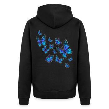 Butterfly Flying - Unisex Premium Organic Zip Hoodie - black - Back - Nico (187cm)