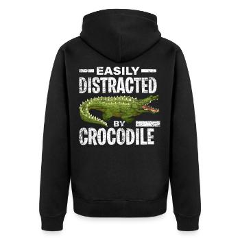 Krokodil Raubtier - Unisex Premium Bio Zip Hoodie - Schwarz - Hinten - Nico (187cm)