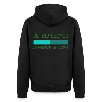 Je réfléchis chargement en cours - Veste à capuche bio Premium Unisexe - noir - Dos - Nico (187cm)