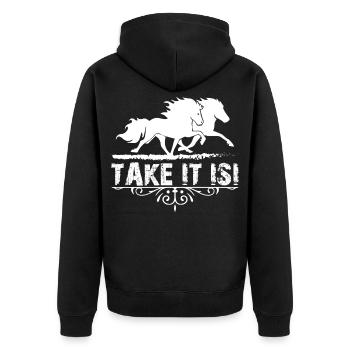 Islandpferde Tölt Isi Geschenk Isländer Pony Pferd - Unisex Premium Bio Zip Hoodie - Schwarz - Hinten - Nico (187cm)