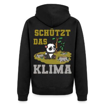 Panda Bär Wildtiere Ökologie Klimawandel Klima Co2 - Unisex Premium Bio Zip Hoodie - Schwarz - Hinten - Nico (187cm)