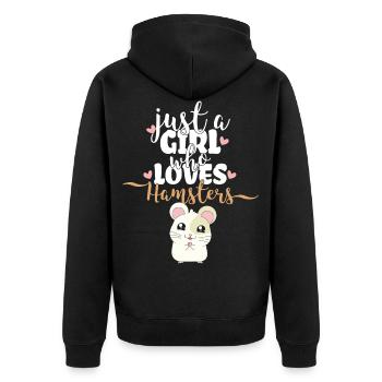 Just A Girl Who Loves Hamsters | Hamster - Unisex Premium Bio Zip Hoodie - Schwarz - Hinten - Nico (187cm)