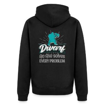 Zwerg RPG Charakter Rollenspiel - Unisex Premium Bio Zip Hoodie - Schwarz - Hinten - Nico (187cm)