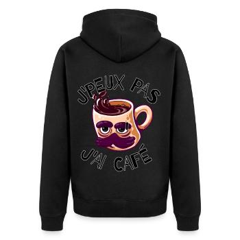 J'peux pas j'ai café cadeaux amateurs du caféine - Veste à capuche bio Premium Unisexe - noir - Dos - Nico (187cm)