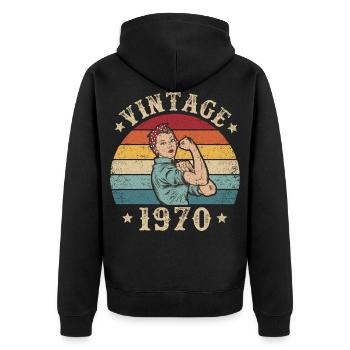 50e anniversaire 50 ans femmes femmes 1970 rétro - Veste à capuche bio Premium Unisexe - noir - Dos - Nico (187cm)