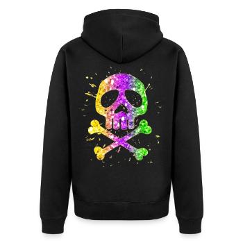 Carnival Mardi Gras skull captain pirate costume - Unisex Premium Organic Zip Hoodie - black - Back - Nico (187cm)