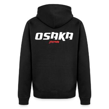 Osaka | Japan - Unisex Premium Organic Zip Hoodie - black - Back - Nico (187cm)