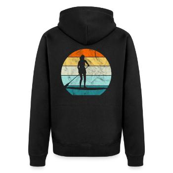 Sunset Women Stand up paddle - Unisex Premium Organic Zip Hoodie - black - Back - Nico (187cm)