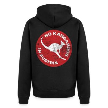 Känguru Österreich - Unisex Premium Bio Zip Hoodie - Schwarz - Hinten - Nico (187cm)