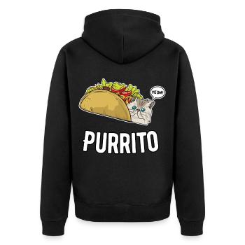 Purrito burrito taco cat - Unisex Premium Organic Zip Hoodie - black - Back - Nico (187cm)