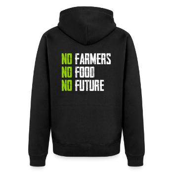 No Farmers - No Food - No Future - Bauer Landwirt - Unisex Premium Bio Zip Hoodie - Schwarz - Hinten - Nico (187cm)