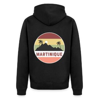 martinique Retro Land und Länder - Unisex Premium Bio Zip Hoodie - Schwarz - Hinten - Nico (187cm)