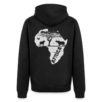 Afrika - Wild Life - Africa - Unisex Premium Bio Zip Hoodie - Schwarz - Hinten - Nico (187cm)