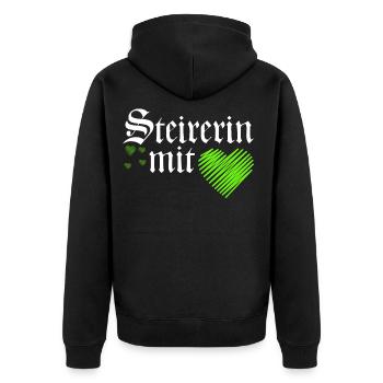 Steirer für Steiermark in Österreich und Patriot - Unisex Premium Bio Zip Hoodie - Schwarz - Hinten - Nico (187cm)