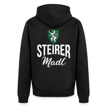 Steiermark Steirer Österreich Wappen als Geschenk - Unisex Premium Bio Zip Hoodie - Schwarz - Hinten - Nico (187cm)