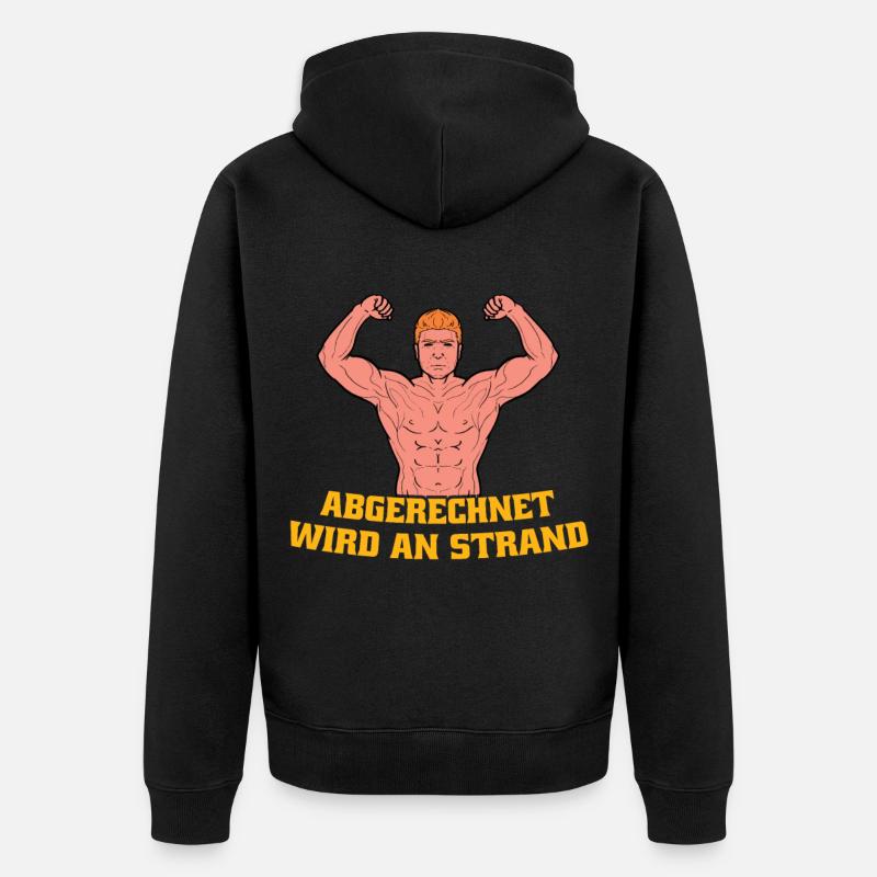 Abgerechnet wird am Strand Training - Unisex Premium Bio Zip Hoodie - Schwarz