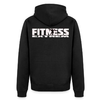 fitness extrem sport - Unisex Premium Bio Zip Hoodie - Schwarz - Hinten - Nico (187cm)