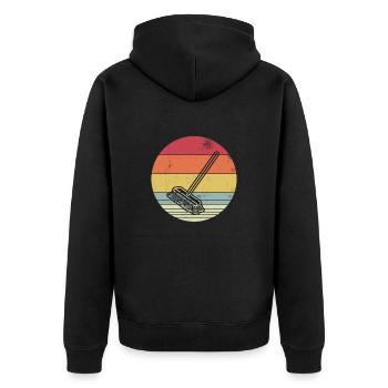 Broom Challenge Vintage Retro Design Geschenk - Unisex Premium Bio Zip Hoodie - Schwarz - Hinten - Nico (187cm)