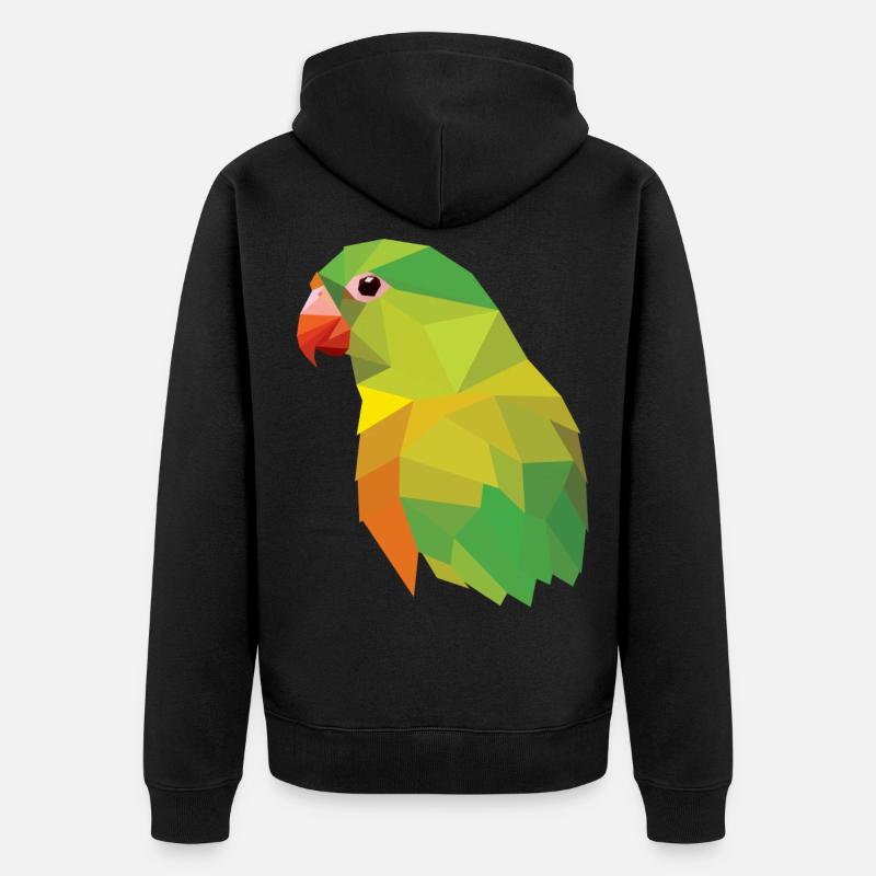 Perroquet oiseau mosaïque low poly - Veste à capuche bio Premium Unisexe - undefined