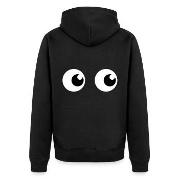 Augen Design Lustig - Unisex Premium Bio Zip Hoodie - Schwarz - Hinten - Nico (187cm)