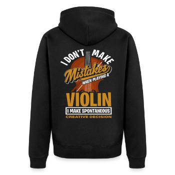 Violine Violinist - Unisex Premium Bio Zip Hoodie - Schwarz - Hinten - Nico (187cm)