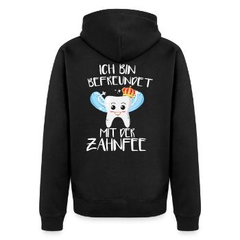 Zahn magisch - Unisex Premium Bio Zip Hoodie - Schwarz - Hinten - Nico (187cm)