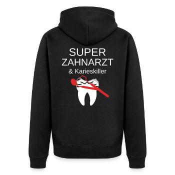 Zahnarzt - Unisex Premium Bio Zip Hoodie - Schwarz - Hinten - Nico (187cm)