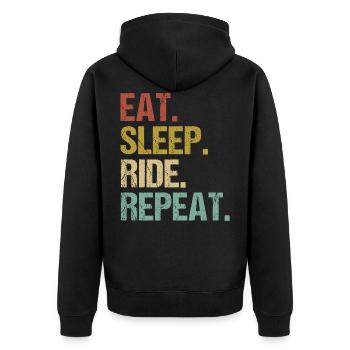 Eat Sleep Ride Repeat Retro Design - Unisex Premium Organic Zip Hoodie - black - Back - Nico (187cm)