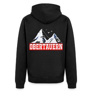 Obertauern ski Skifahren Skiurlaub Wintersport - Unisex Premium Bio Zip Hoodie - Schwarz - Hinten - Nico (187cm)