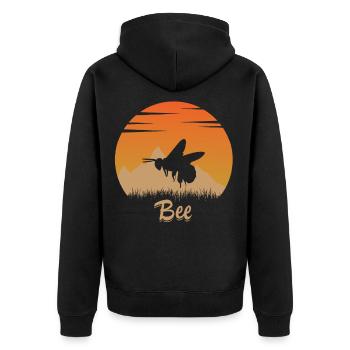 Biene in der Natur - Unisex Premium Bio Zip Hoodie - Schwarz - Hinten - Nico (187cm)