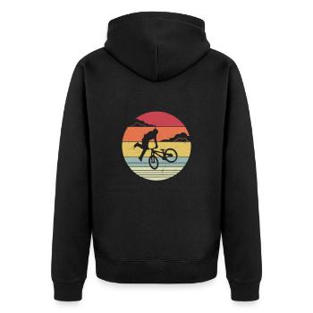 Dirt Jump Vintage Retro Bike Design Geschenk - Unisex Premium Bio Zip Hoodie - Schwarz - Hinten - Nico (187cm)