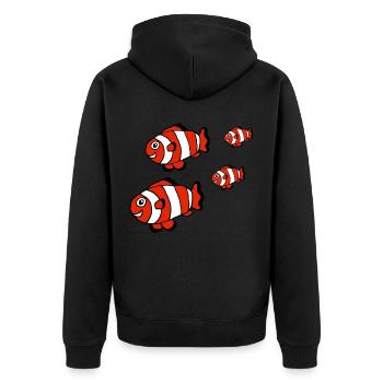 Famille de poissons clowns, poissons, mer, parents, enfants - Veste à capuche bio Premium Unisexe - noir - Dos - Nico (187cm)