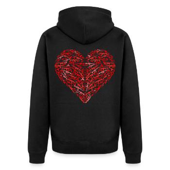 Waffen Herz Waffenrecht Maschinengewehr Schießen - Unisex Premium Bio Zip Hoodie - Schwarz - Hinten - Nico (187cm)