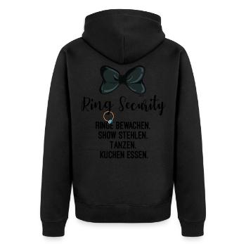 Ringträger Ring Security Hochzeit JGA - Unisex Premium Bio Zip Hoodie - Schwarz - Hinten - Nico (187cm)