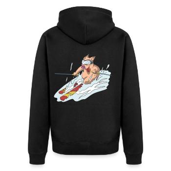Cochon à skis dans la courbe - Veste à capuche bio Premium Unisexe - noir - Dos - Nico (187cm)