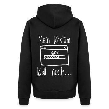 Mein Kostüm lädt noch lustiges Kostüm Karneval - Unisex Premium Bio Zip Hoodie - Schwarz - Hinten - Nico (187cm)