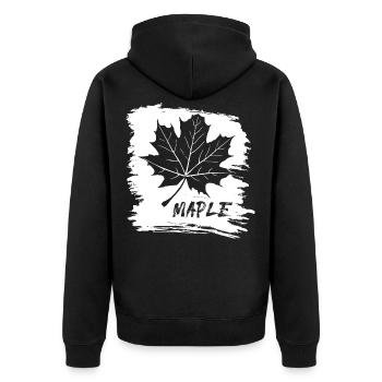 Maple. Canada. Leaf. - Unisex Premium Bio Zip Hoodie - Schwarz - Hinten - Nico (187cm)
