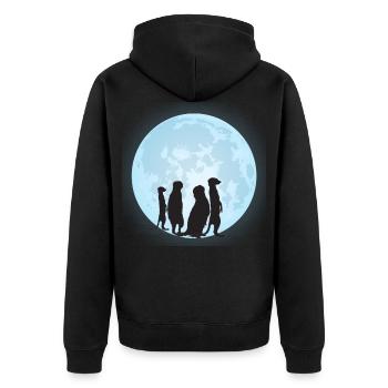 Erdmännchen Motiv - Unisex Premium Bio Zip Hoodie - Schwarz - Hinten - Nico (187cm)