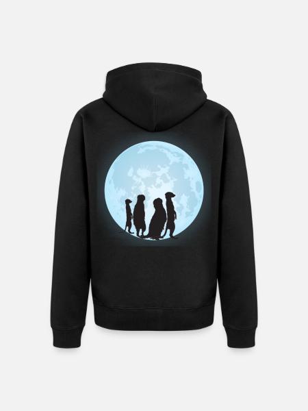 Erdmännchen Motiv - Unisex Premium Bio Zip Hoodie - Schwarz