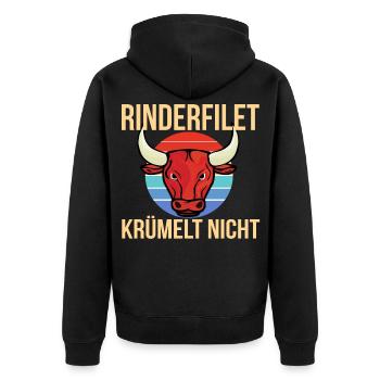 Fleisch Rinderfilet Krümelt Grillen in Vintage - Unisex Premium Bio Zip Hoodie - Schwarz - Hinten - Nico (187cm)