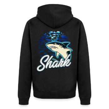 shark - Unisex Premium Organic Zip Hoodie - black - Back - Nico (187cm)