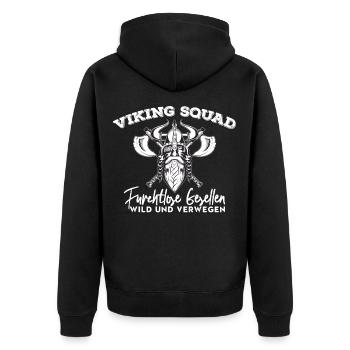 Viking - Furchtlos - Wild - Unisex Premium Bio Zip Hoodie - Schwarz - Hinten - Nico (187cm)
