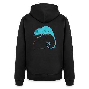 Fibonacci Chamäleon - Goldener Schnitt - Unisex Premium Bio Zip Hoodie - Schwarz - Hinten - Nico (187cm)